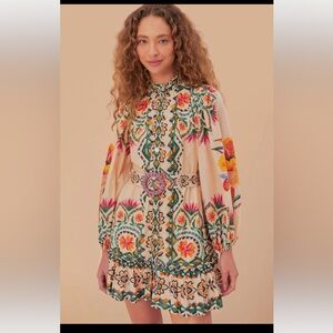 NWT Farm Rio Lucy Floral Tapestry Mini Dress Long Sleeve
